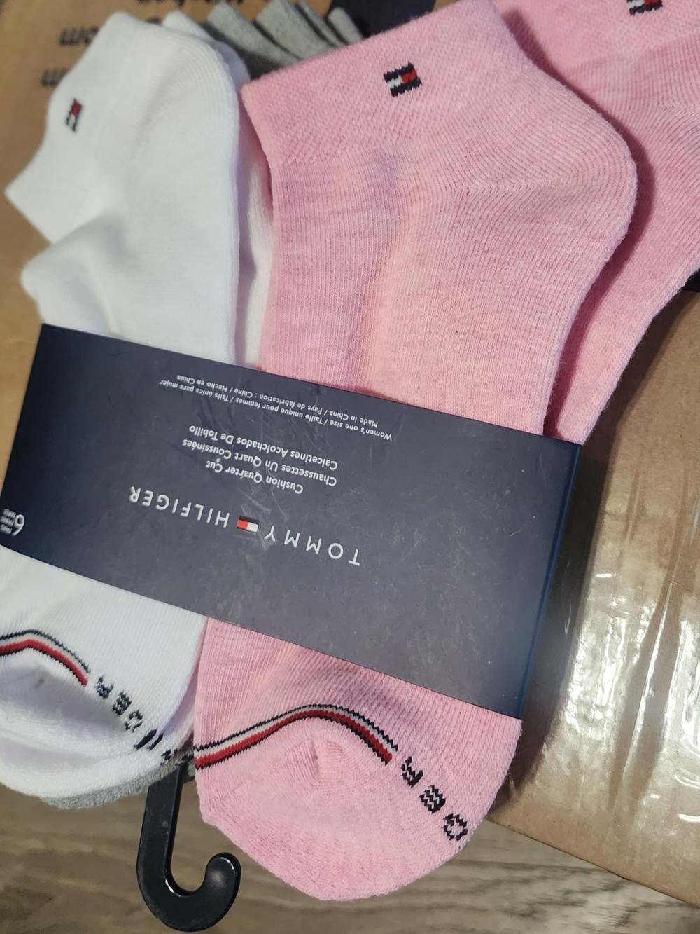 Tommy Hilfiger Pink & White Ankle Socks - Pack One Size